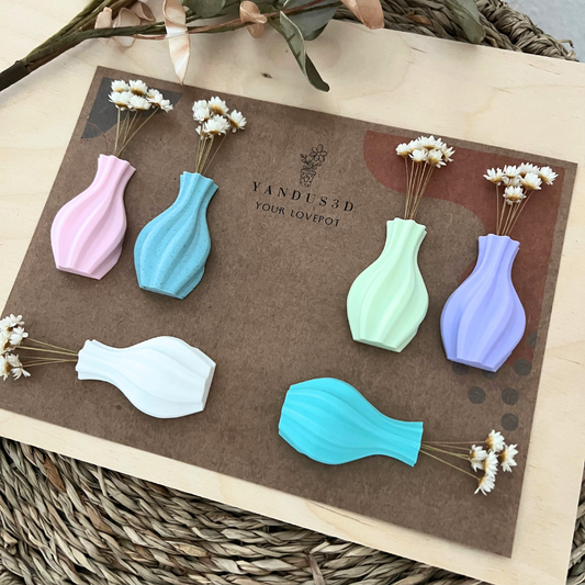 Mini-Blumenvasen mit Magnet – 6er Set - Deko für Kühlschrank & Büro