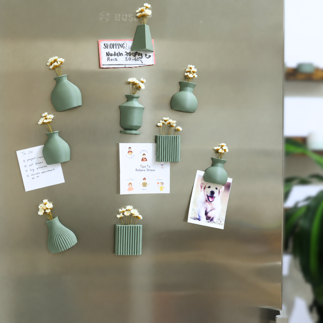 Magnetische Minivasen mit Trockenblumen – 6er- oder 10er-Set