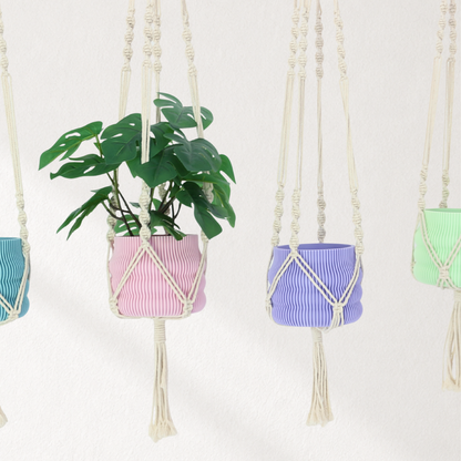 Makramee Blumenampel mit Blumentopf Wavey