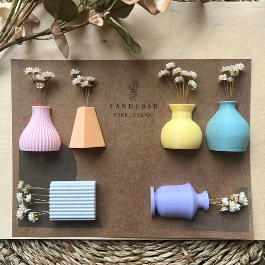 Mini-Blumenvasen mit Magnet – 6er Set - Deko für Kühlschrank & Büro