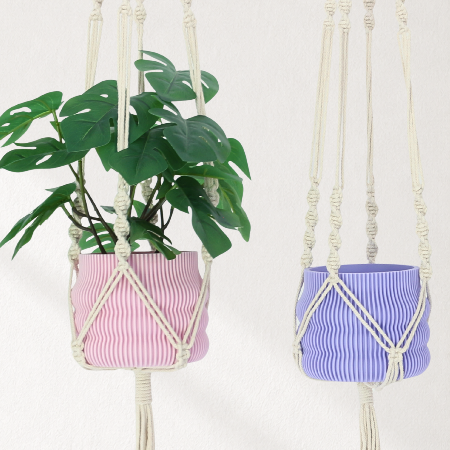 Makramee Blumenampel mit Blumentopf Wavey