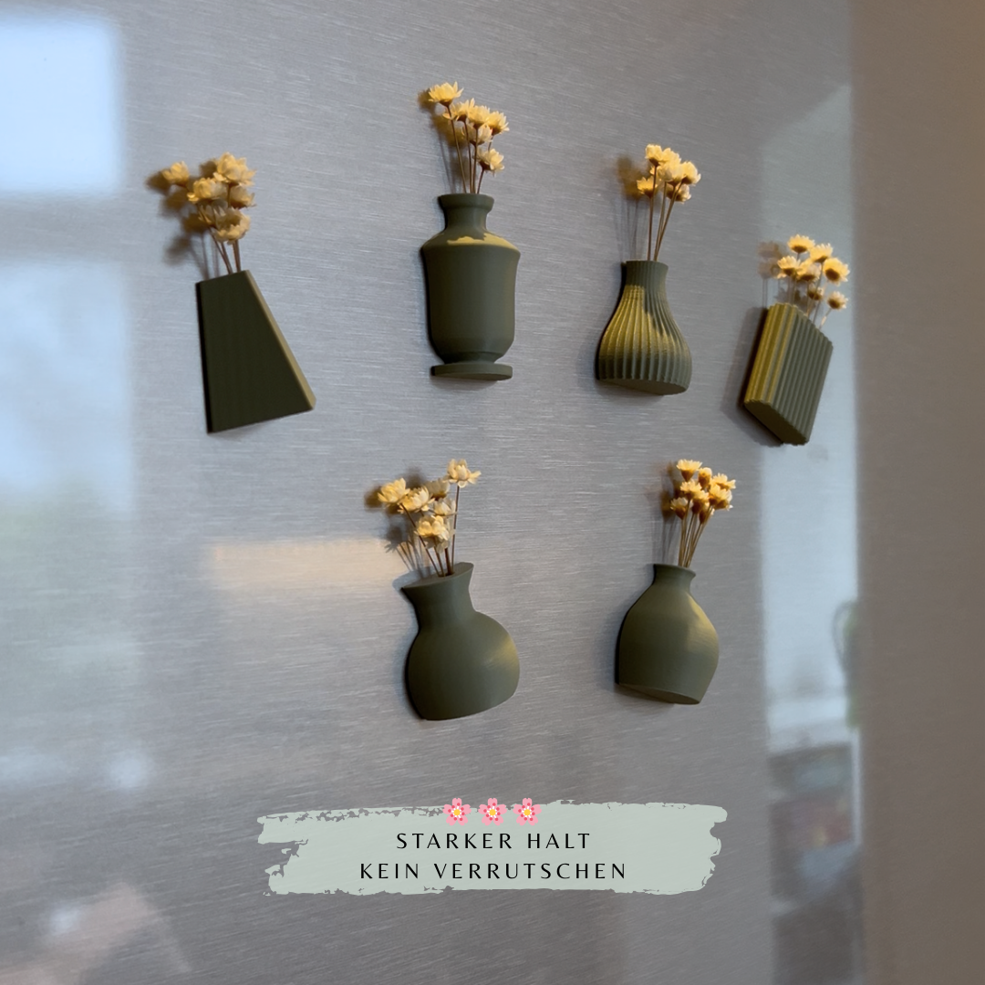 Mini-Blumenvasen mit Magnet - Deko für Kühlschrank & Büro