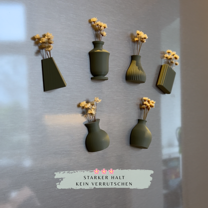 Mini-Blumenvasen mit Magnet - Deko für Kühlschrank & Büro