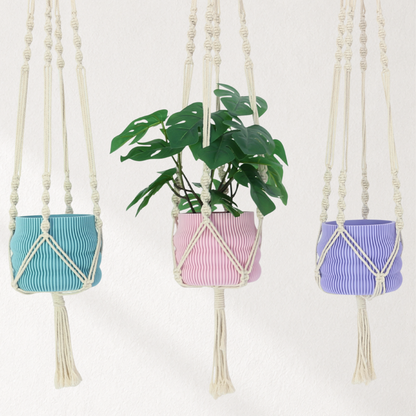 Makramee Blumenampel mit Blumentopf Wavey