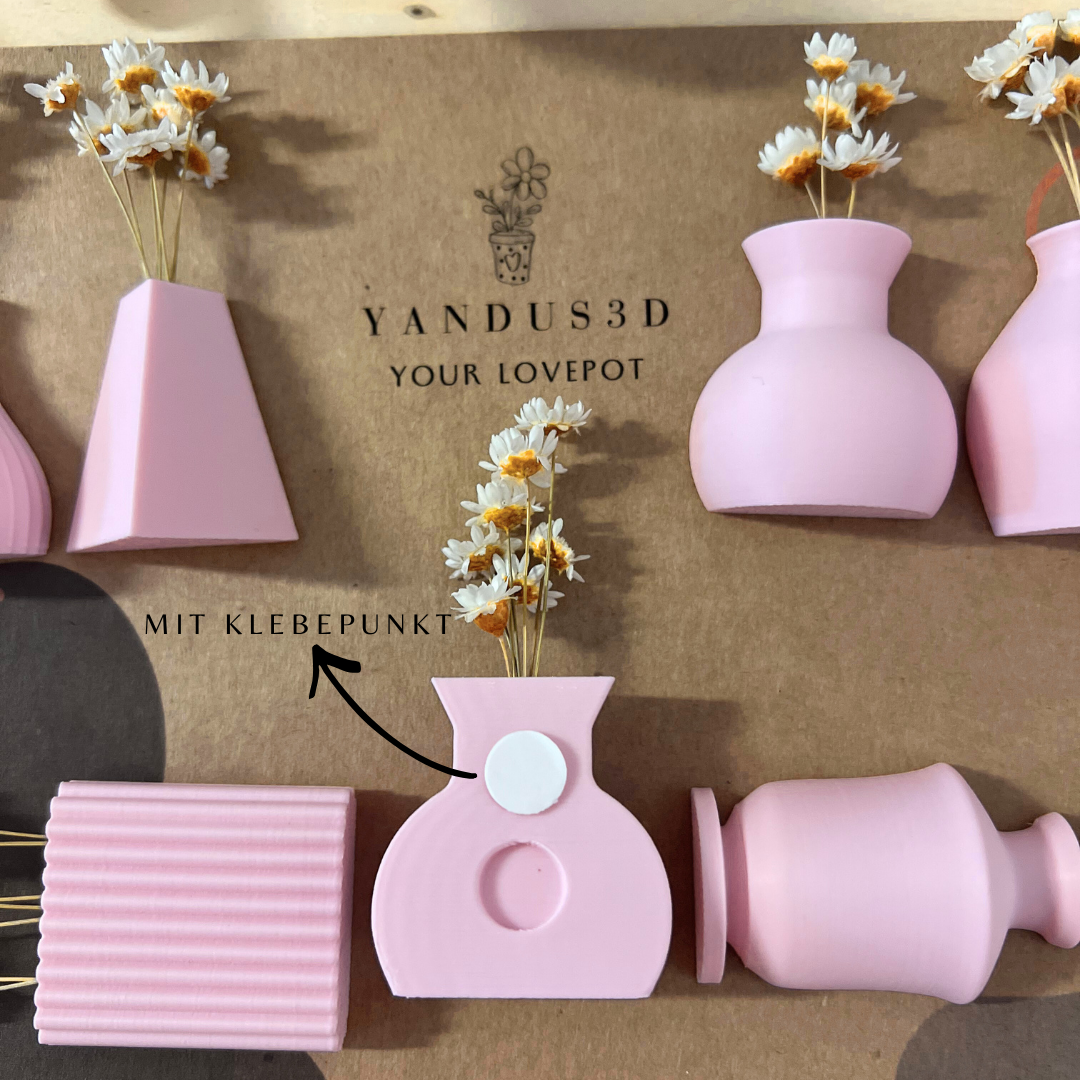 Mini-Blumenvasen mit Magnet - Deko für Kühlschrank & Büro