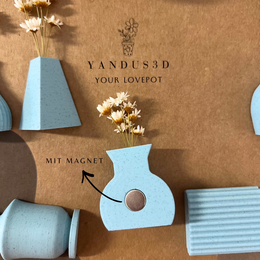 Mini-Blumenvasen mit Magnet - Deko für Kühlschrank & Büro