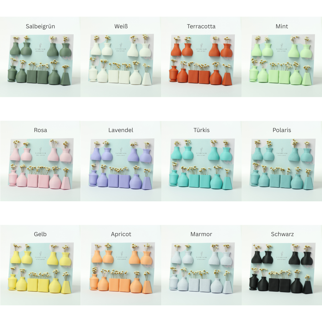 Magnetische Minivasen mit Trockenblumen – 6er- oder 10er-Set