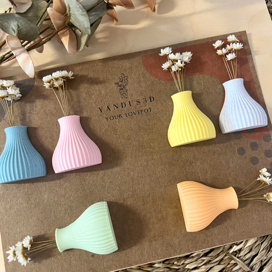 Mini-Blumenvasen mit Magnet – 6er Set - Deko für Kühlschrank & Büro