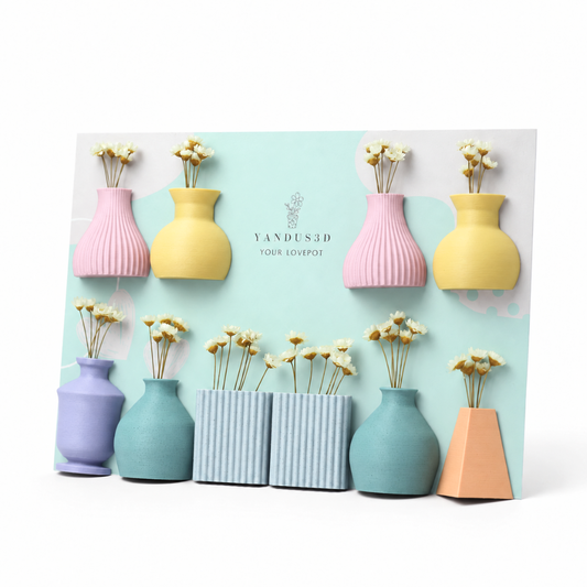 Bunte magnetische Minivasen mit Trockenblumen – 6er- oder 10er-Set
